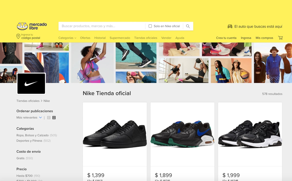 Nike México abre una tienda oficial en Mercado Libre